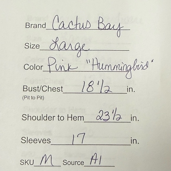 Cactus Bay Hummingbird Floral Tee Pink Rhinestone Birds 3/4 Sleeve Top L - Picture 9 of 9